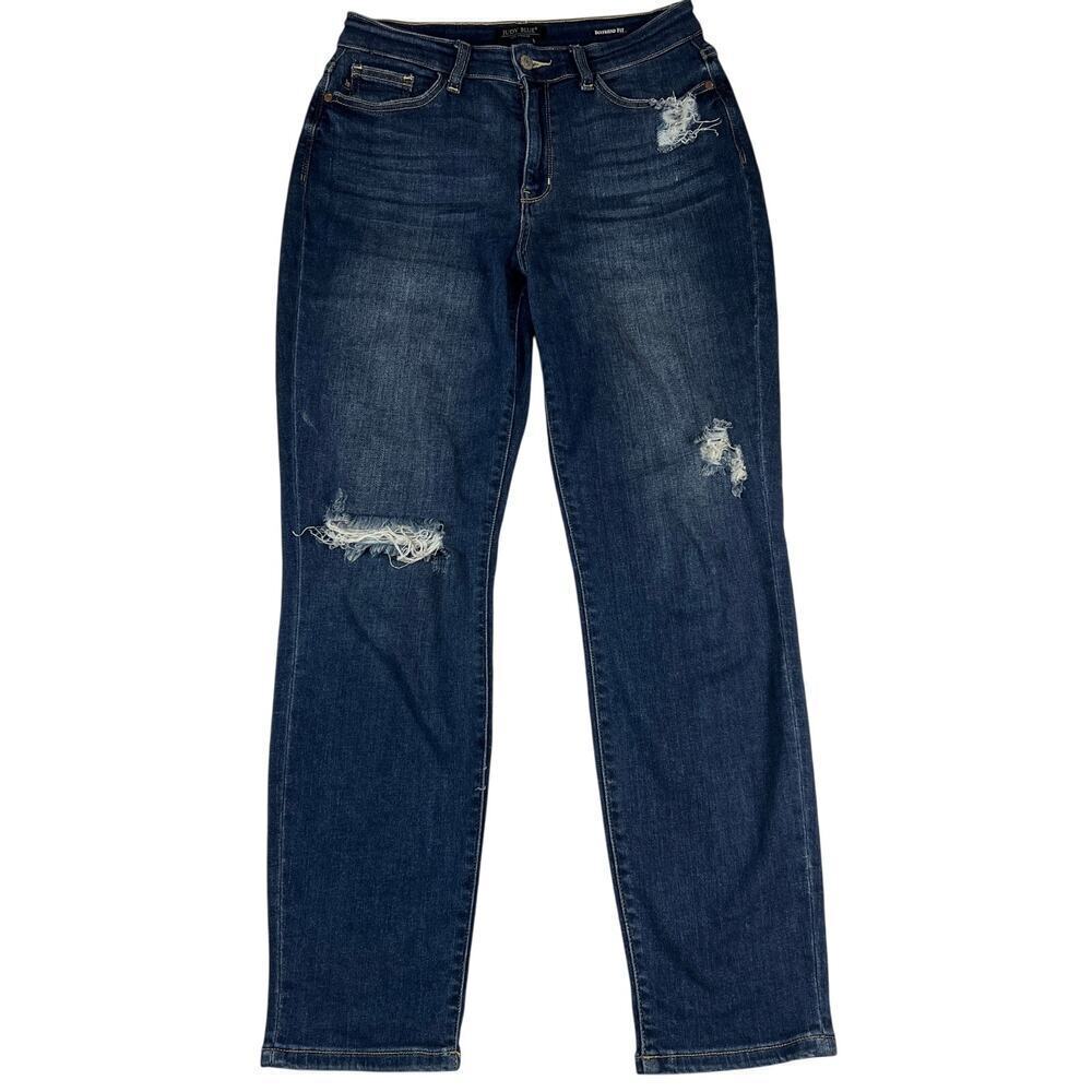 Judy Blue Boyfriend Fit Distressed Jeans Mid Rise 29” Inseam Size 7/28